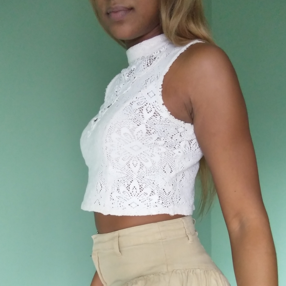 Women's Free people cream lace crop top - Picture 2 of 9